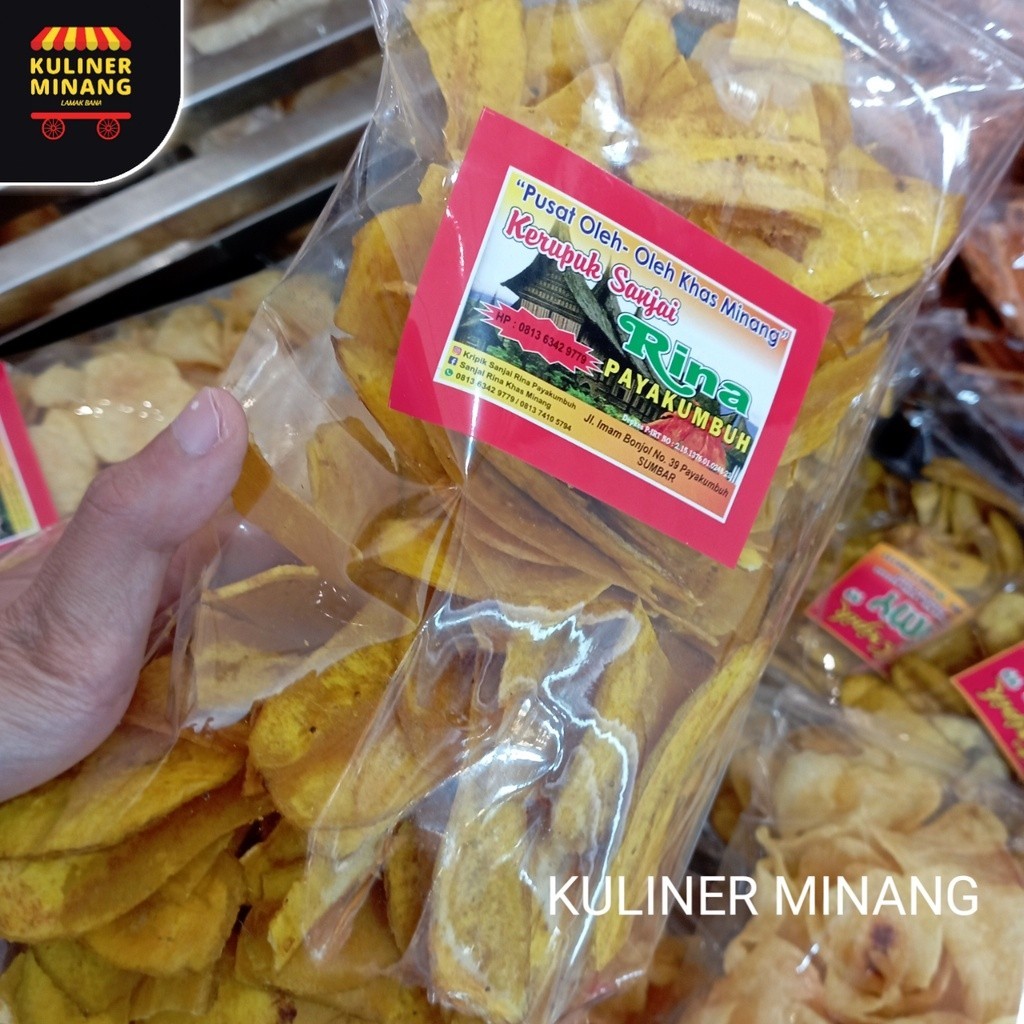 

Kuliner Minang Kripik pisang Rina Oleh-Oleh Asli Cemilan Kampung Makanan Khas Payakumbuh Padang Jajanan Snack AX00