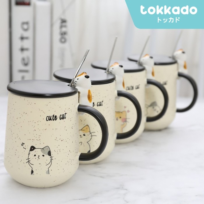 TOKKADO Teruo Gelas Mug Cangkir Minum Figurine Boneka Kucing Imut Unik Lucu