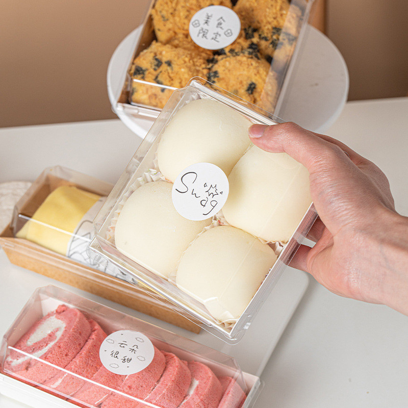 10pcs Disposable Packed Lunch Box with Lid Cake Sandwich Bento Boxes Takeaway Packaging Cake Box Oil