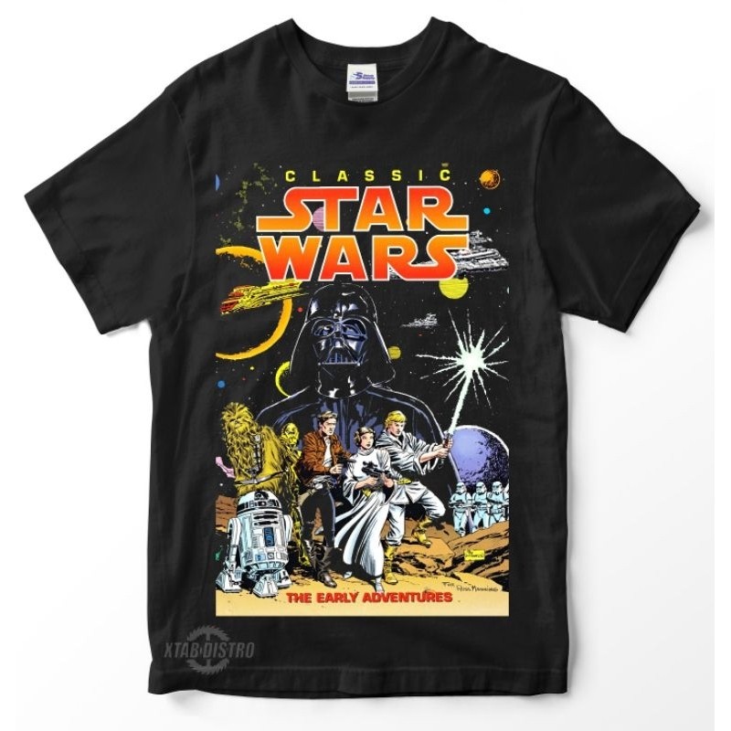 Kaos STAR WARS CLASSIC The early adventures Premium tshirt film starwarskaos vintage reggae tshirt b