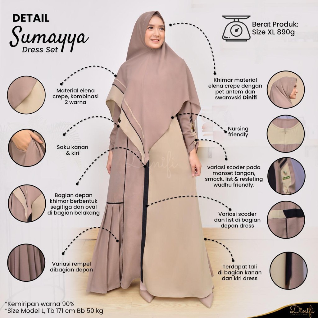 MOUZA terbaru Khimar Panjang Dewasa Sumayya Khimar Premium By Mouza