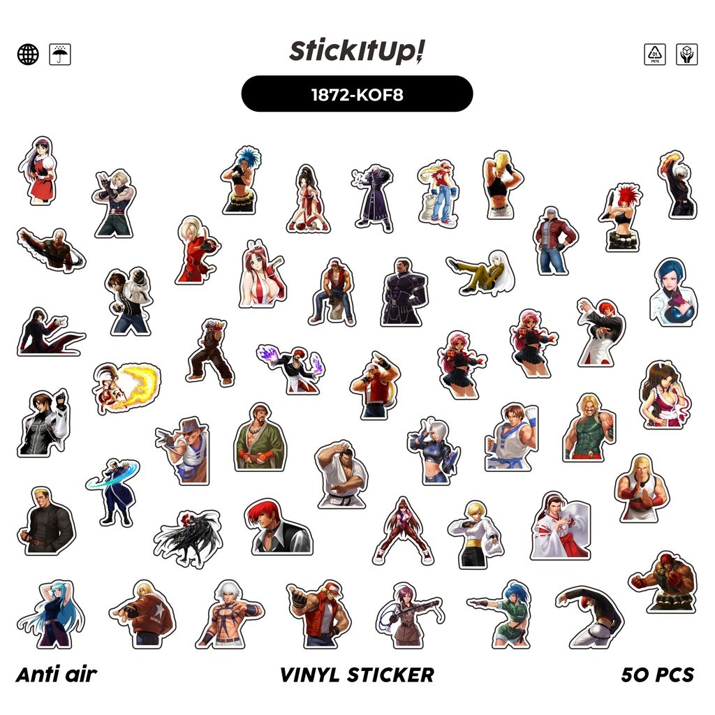 

COD✨ 50 Pcs Stiker K1NG OF FIGHTER CHAR MIX 08 Lucu Anti Air Untuk Dekorasi Notebook Sepeda Skateboard Handphone DIY