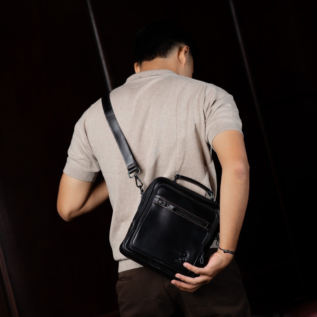 Reven Leather Tas Selempang Bahu Slingbag Pria Kulit Sapi Asli Bonature Bag Model Terbaru Kekinian