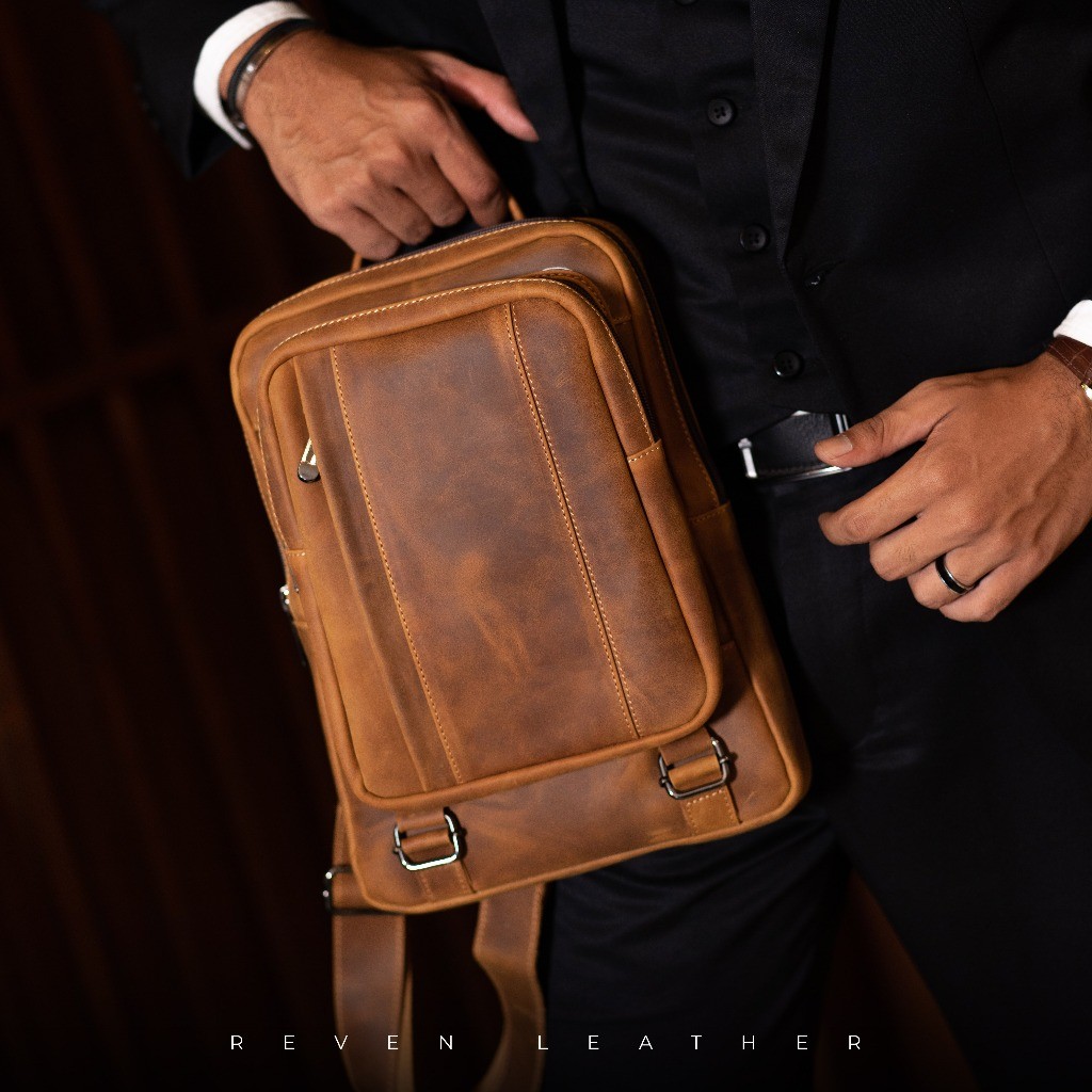 REVEN LEATHER - Waistbag Pria Kulit Asli Tas Selempang Reven Ammar Bag, Terbaru Branded dan Kekinian