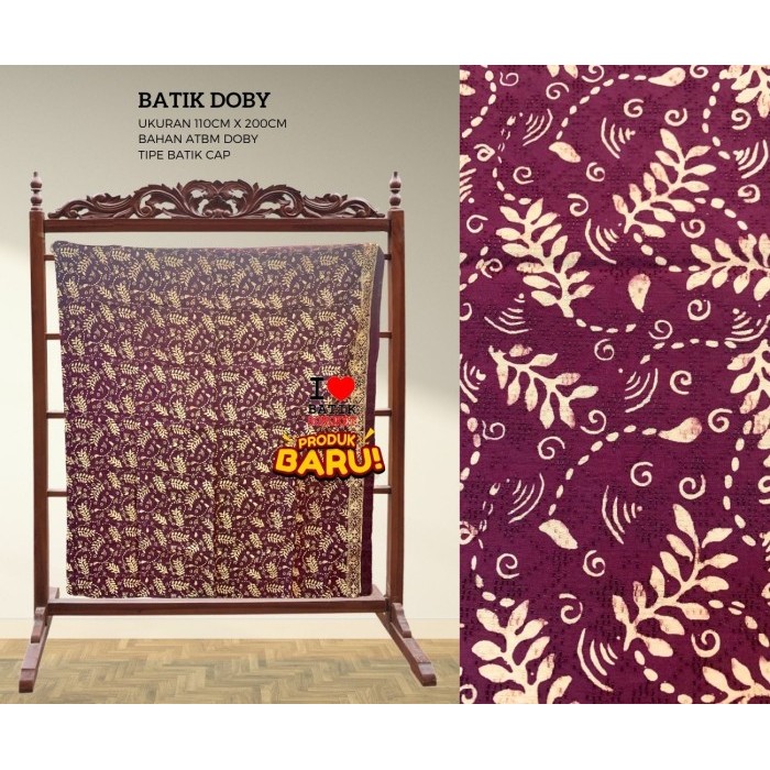 DOBY PASTEL PARANG MOTIF 23 DOBI DOBBY BAHAN KAIN BATIK MARUN KREM