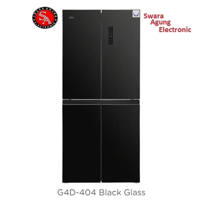 Kulkas 4 Pintu GEA Type: G4D-404 Black Glass (Khusus Daerah Medan)