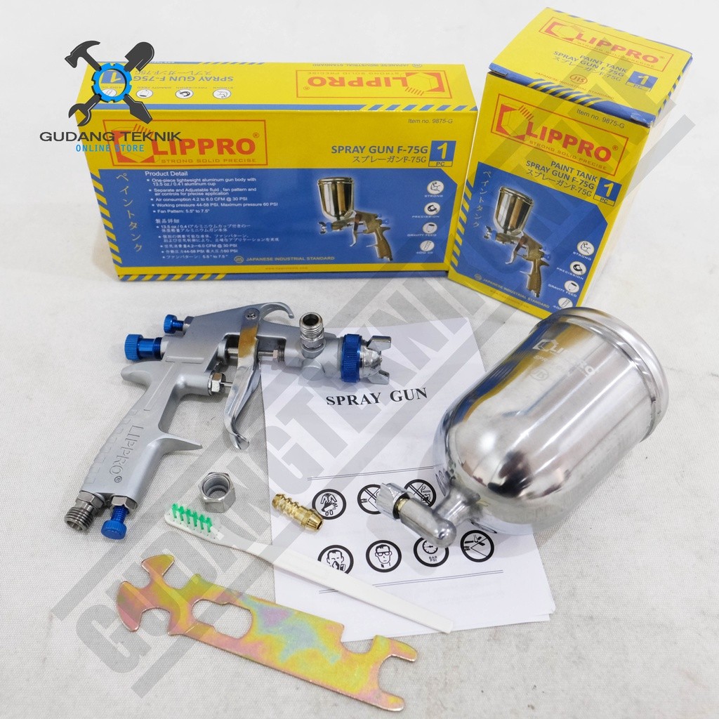 JK77GB Spray Gun Tabung F75G Lippro Spraygun F 75G / Alat Semprot Cat Tabung Atas Lippro F-75G