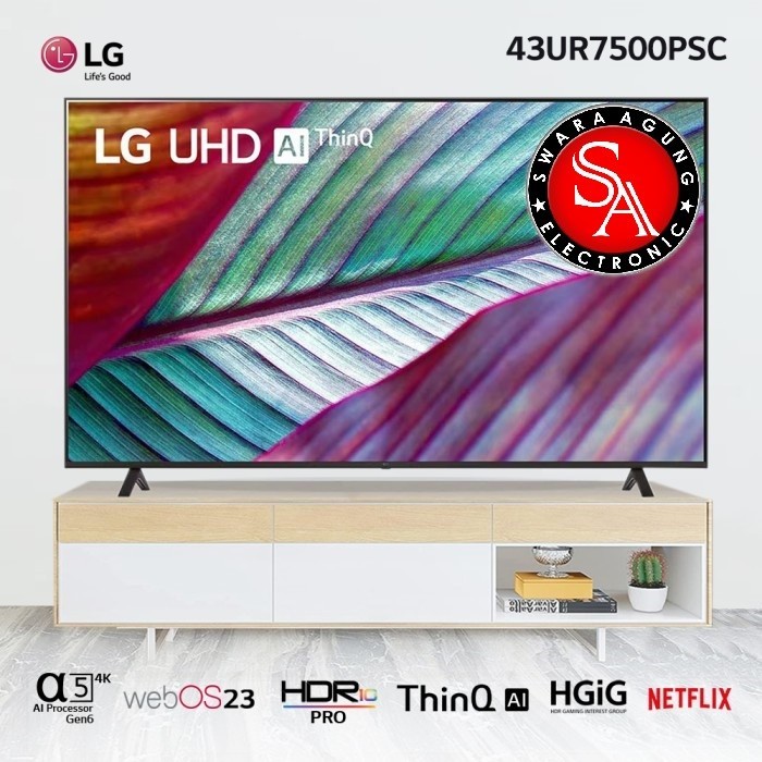 Led UHD Smart TV 43 Inch LG Thin Q AI Type : 43UR7500 (Khusus Medan)