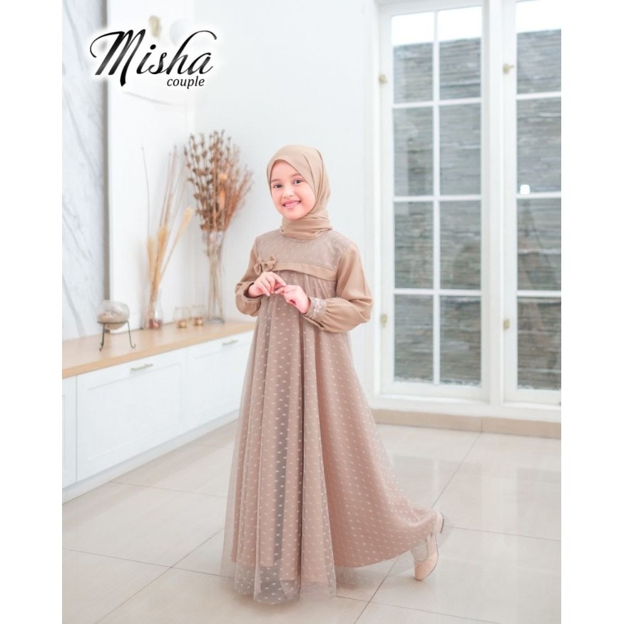 ✨BISA COD✨ - Gamis Anak Perempuan 7-9 tahun tile dot Dress Anak Lebaran Misha - toska