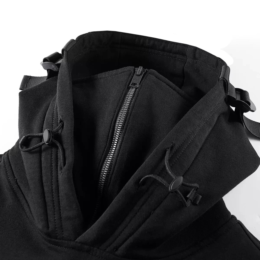 Men's Techwear Zip Up Hoodies Dark Souls Cyberpunk Sweatshirts High Neck Mask Windproof Pullovers Da
