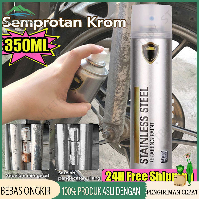 

350ml Chrome Spray Pain Warna Chrome Krum Stainless Automotive Metallic Paint Chrome Warna Stainless