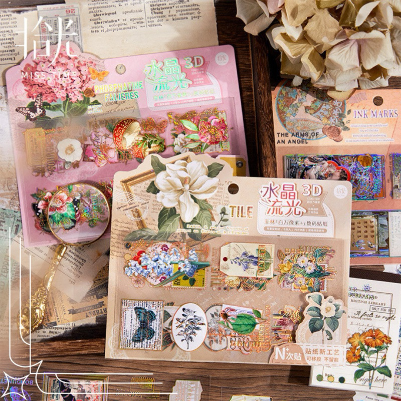 

sticker deco journaling 3d chinese, nature, floral