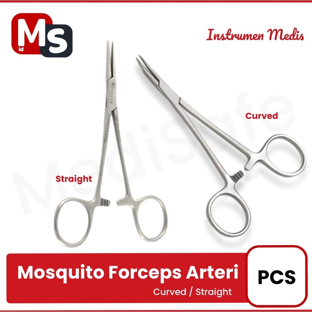 Mosquito Forcep 12,5 Cm Gunting Klem Arteri Lurus / Bengkok Forcep Straight / Curved Instrumen
