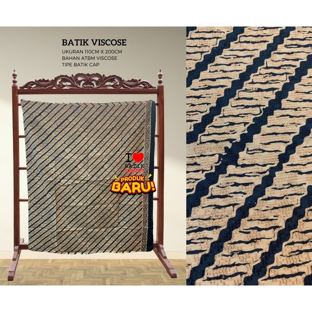 VISCOS PASTEL PARANG MOTIF 31 BAHAN KAIN BATIK VISCOSE VISKOS ATBM KATUN LERENG HITAM KREM
