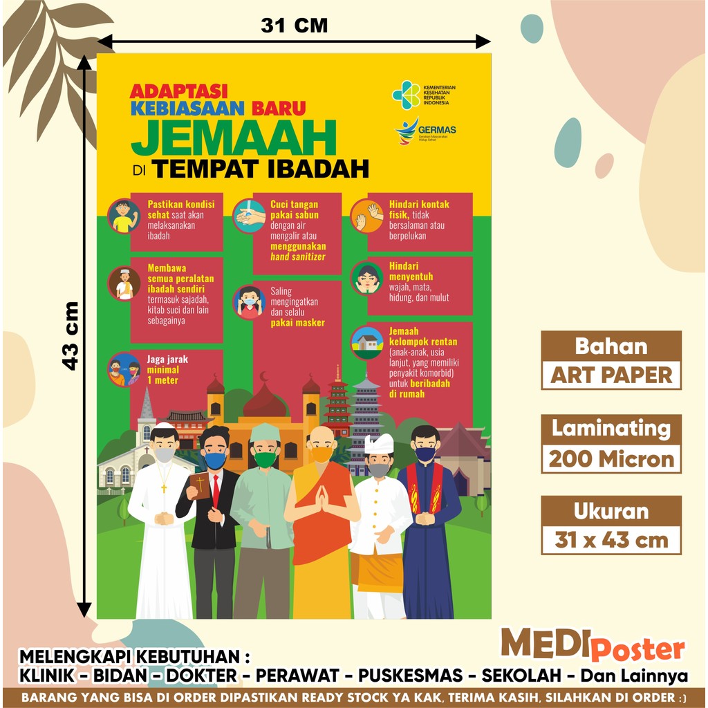 Poster Adaptasi Kebiasaan Baru Jemaah di Tempat Ibadah