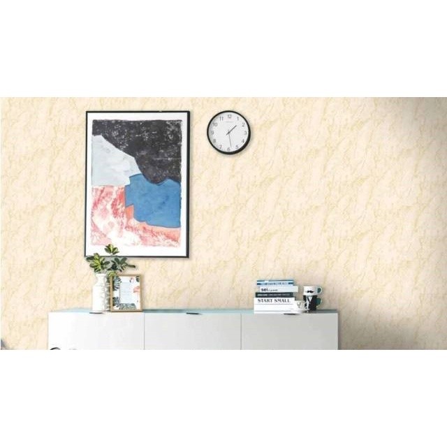 Wallpaper dinding heksagonal etnik kayu crem hitam ruang minimalis