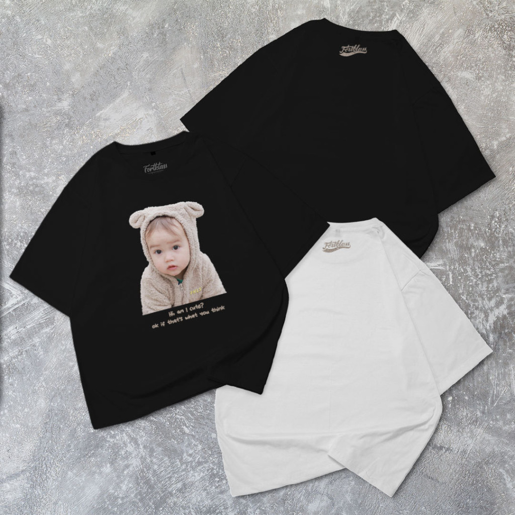 Fregi CUTE BABY Kaos Oversize T-Shirt Cowok Premium Kaos Pria Lengan Pendek Kaos Jumbo