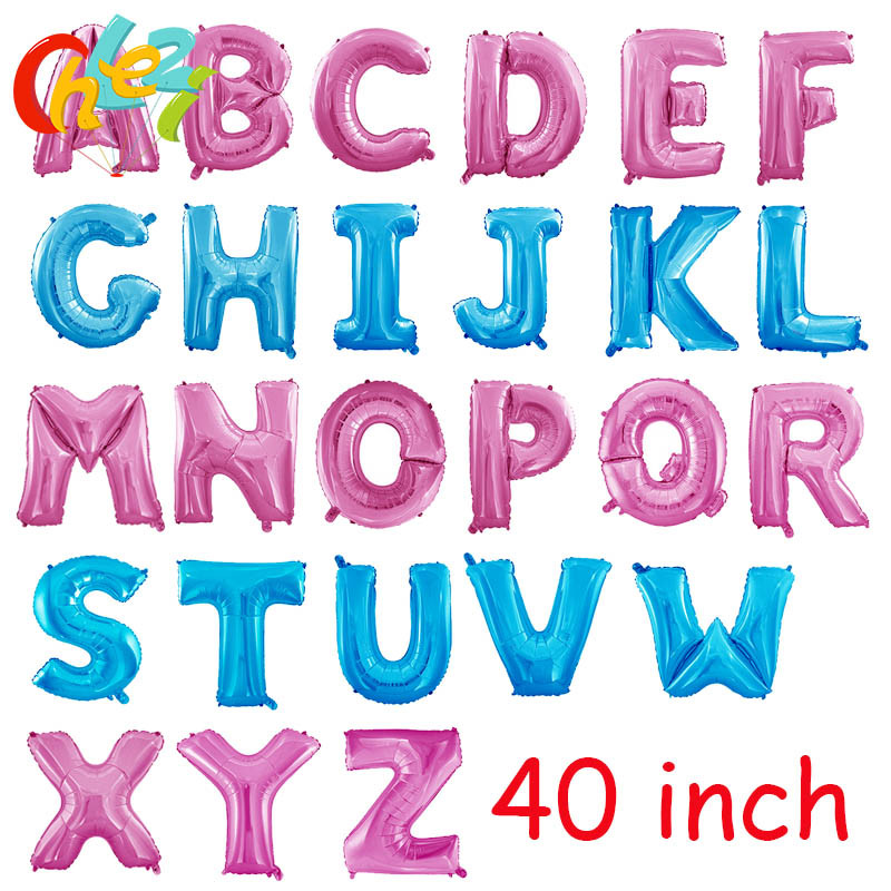 40 Inches Pink Blue Letter Foil Balloons Large Helium Birthday Party Banner Wedding Decor alphabet A