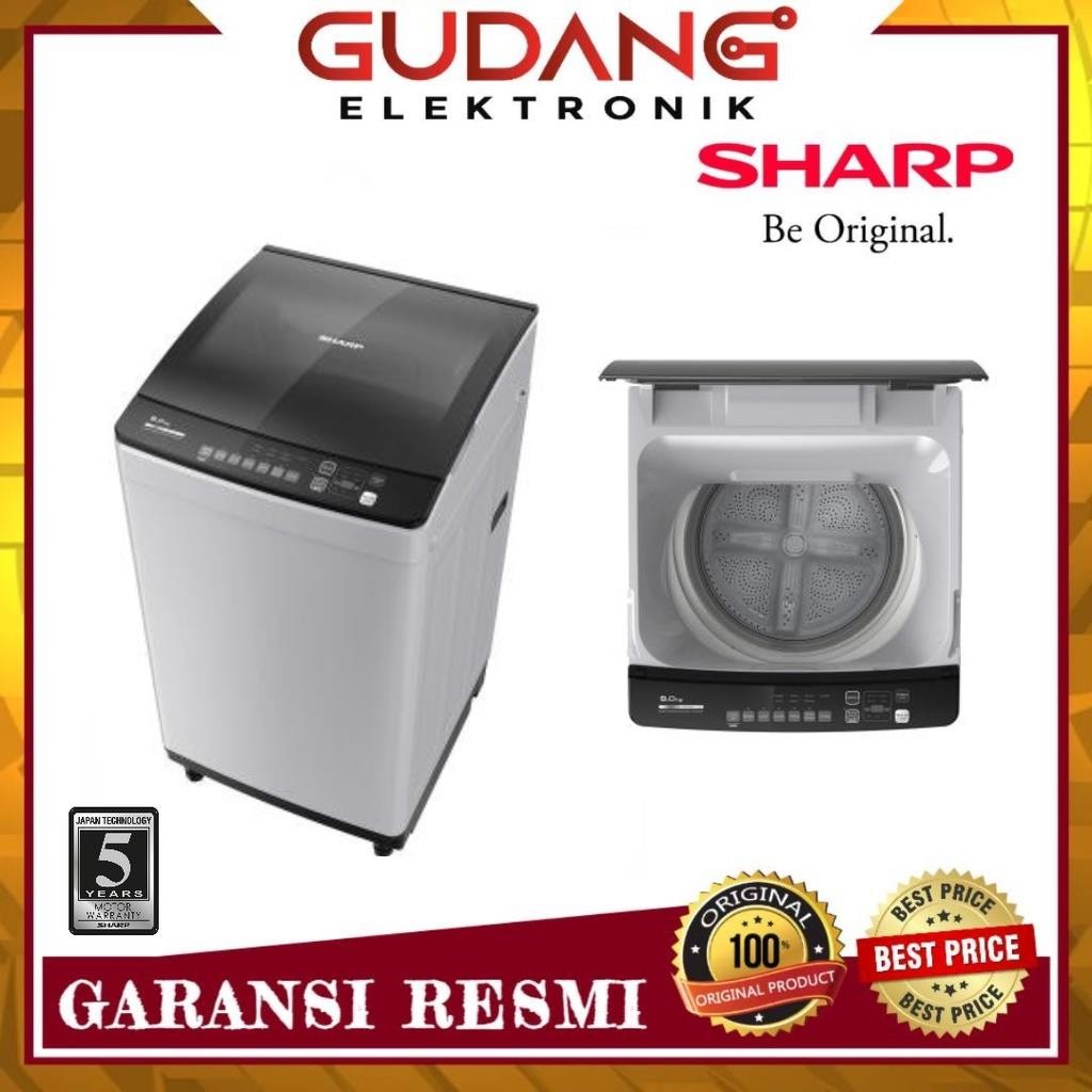 MESIN CUCI 1 TABUNG SHARP ES-M9000T-GG TOP LOAD SHARP ESM 9000 TGG
