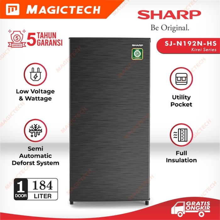 KULKAS SHARP 1 PINTU SJ-N192N-HS / SJ-N192 / SJ-192 KIREI 184L - GREY