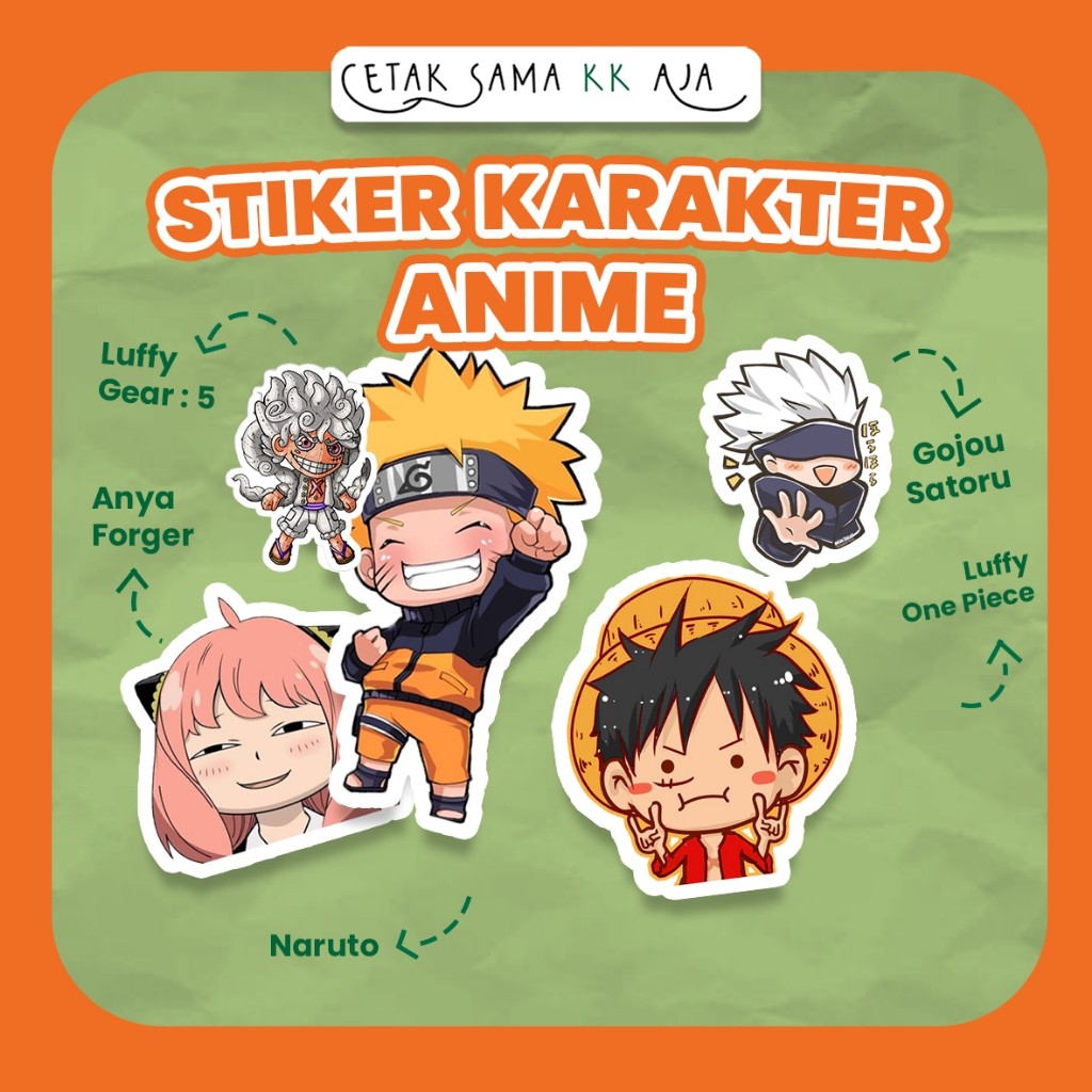 

[FREE CUTING] STIKER ANIME STICKER NARUTO JUJUTSU KAISEN ONE PIECE SPY X FAMILY SEMUA BISA CUSTOM BISA