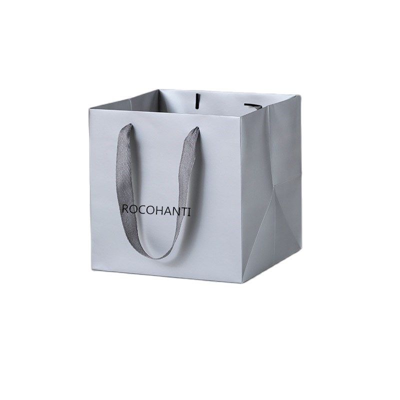 

20PCS Custom Silver Grey Craft Paper Little Bags Square Bottom Reusable Gift Shopping Paper Packaging Bag with your Own Logo