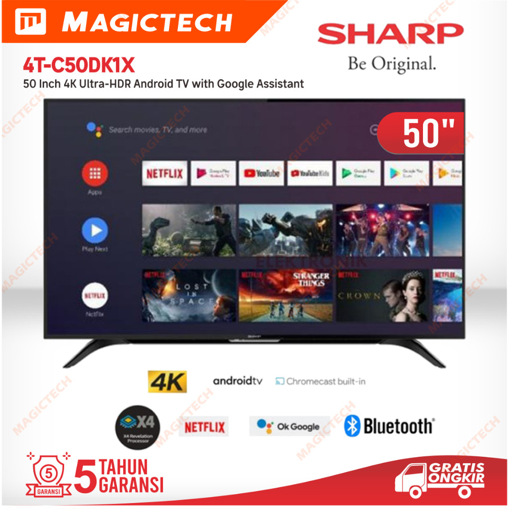TV LED SHARP 50 INCH / 50" 4T-C50DK1X 4K UHD SMART ANDROID TV HDR