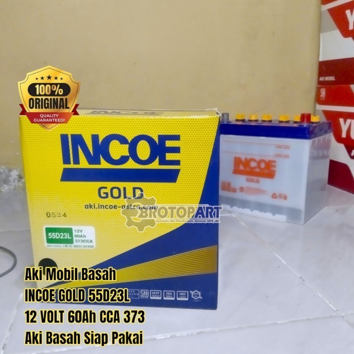 Aki Mobil Toyota Alphard Vellfire Non ISS INCOE GOLD 55D23L Aki Basah Hybrid 60Ah