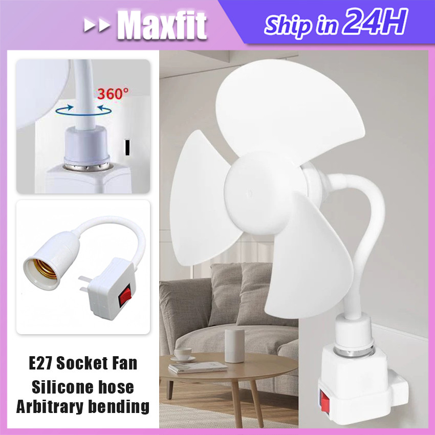 Lampu Kipas Angin Gantung Plafon Kipas Usb E27 Berputar 360° Kipas Kecil Portabel Small Fan Screw Ho