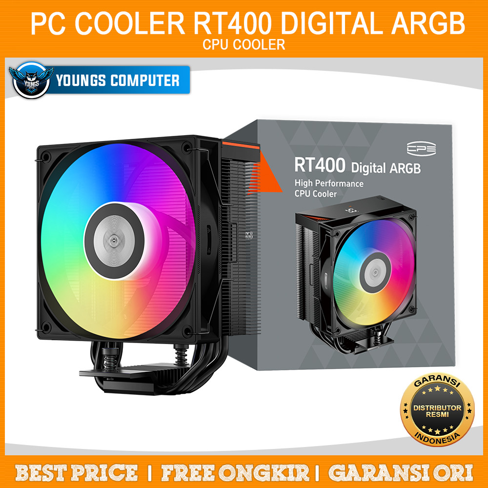CPU COOLER  PC COOLER RT400 DIGITAL ARGB Black Heatsink Fan CPU Cooler Intel AMD