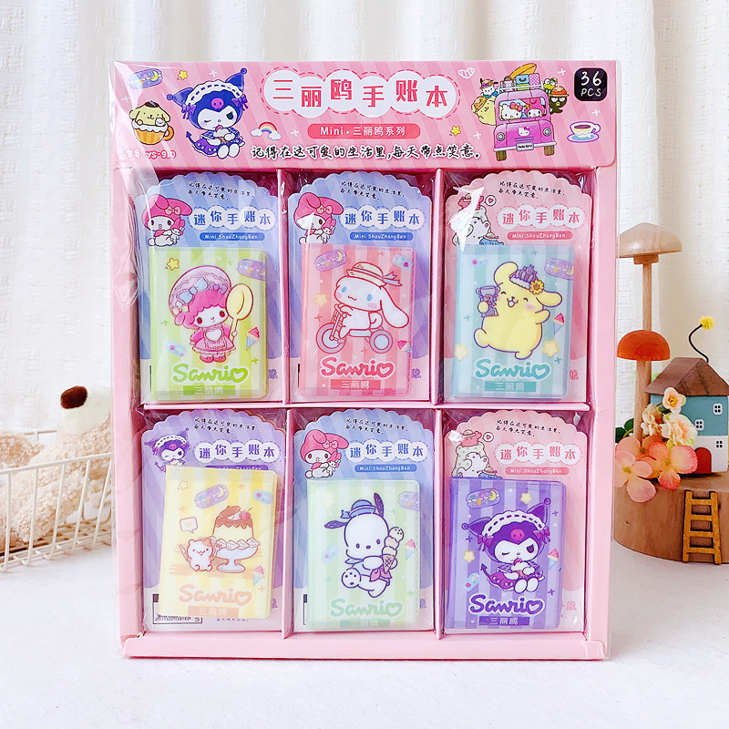 

36pcs Sanrio Hello Kitty Kuromi Melody Mini Notebook Diy Kawaii Pocket Book Student Words Notebook Memo Student Stationery Gifts