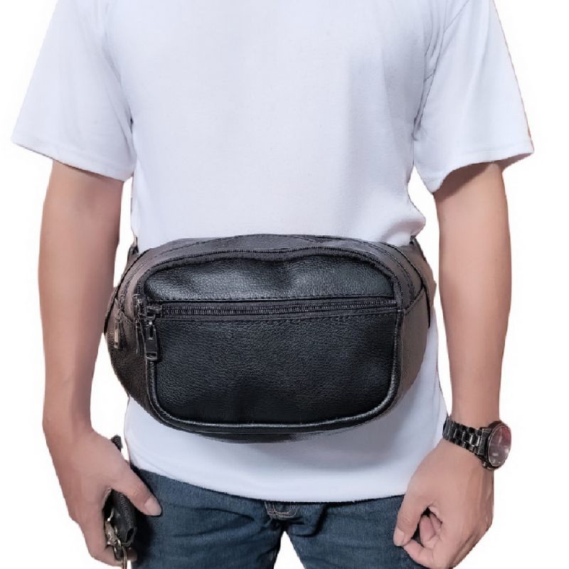 Tas pinggang kulit asli Garut polos