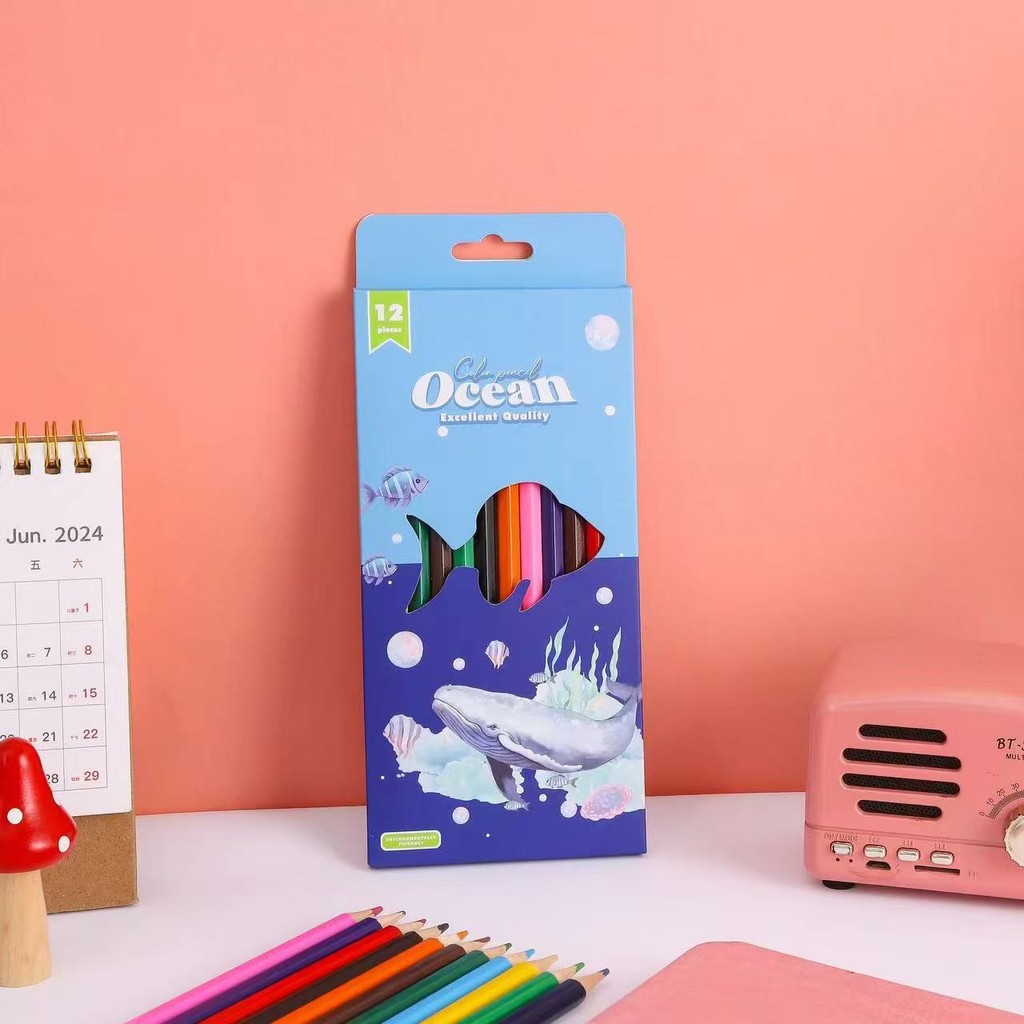 

✨AWC✨ PENSIL WARNA ISI 12 WARNA MOTIF AESTHETIC AND PIGMENTED