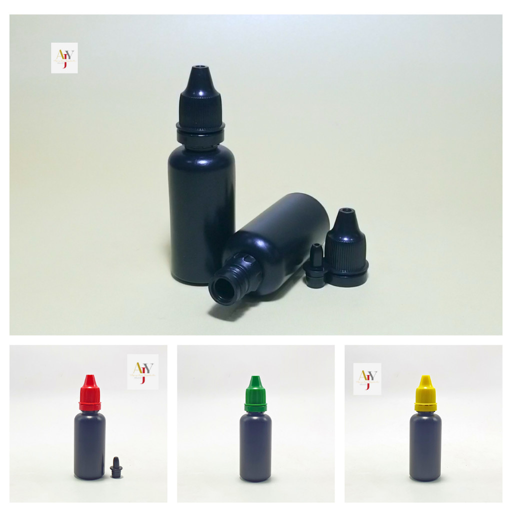 Botol Tetes Cendo 30 Ml Hitam HDPE Segel Sumpel Hitam / Botol Hdpe / Botol Drop / Botol Tetes Mata /