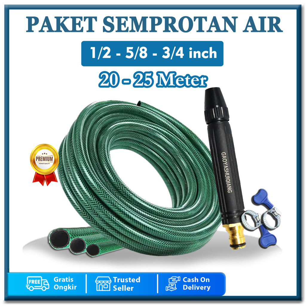 SEMPROTAN SELANG AIR Paket Semprotan Selang Air 20-25 Meter Selang Taman Hijau Anti Lumut Jet Spray 