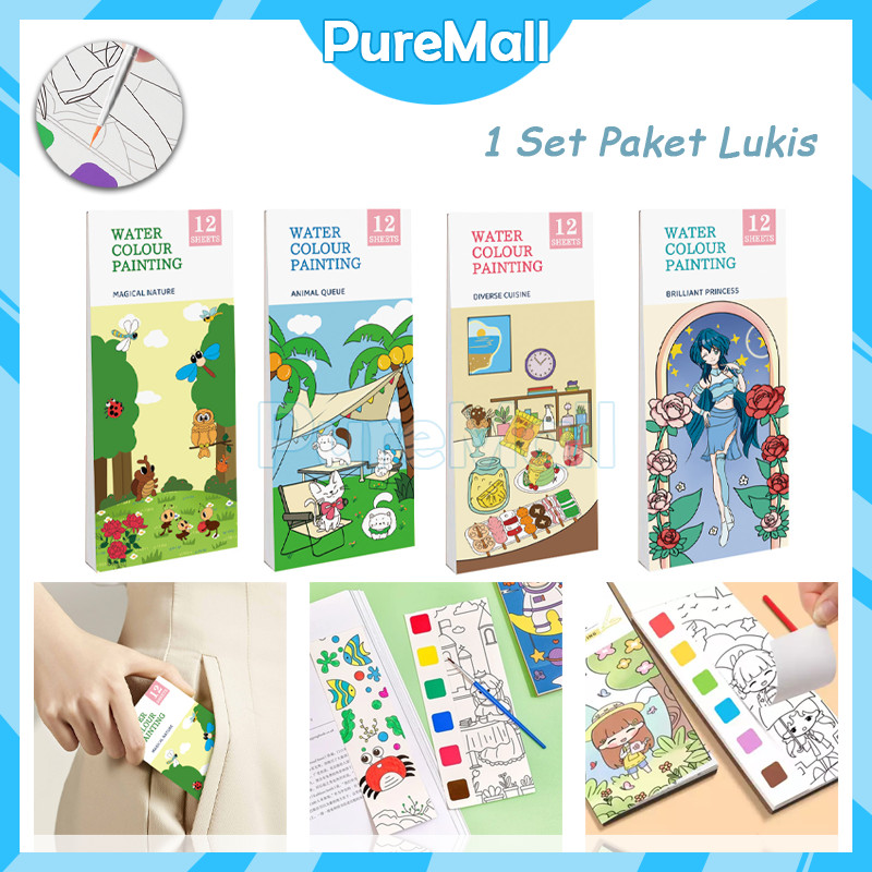 

Buku Mewarnai Catatan Cat Air Anak-anak / Paket Lukis / Buku Gambar Anak / Lukisan Air