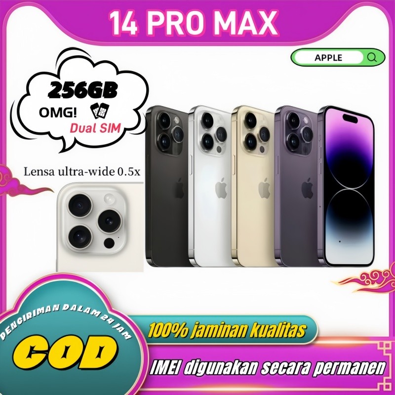 3.Apple iPhone 14 PRO MAX/128/256GB Fullset Second 100% Original Ex Internasional  iPhone yang palin