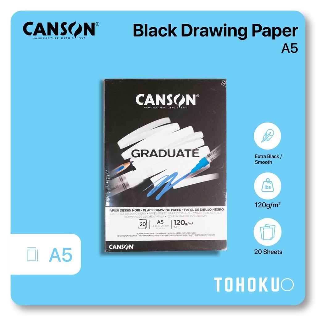 

Canson - Graduate Black Drawing Paper A5 | Buku Kertas Gambar Sketsa Sketch