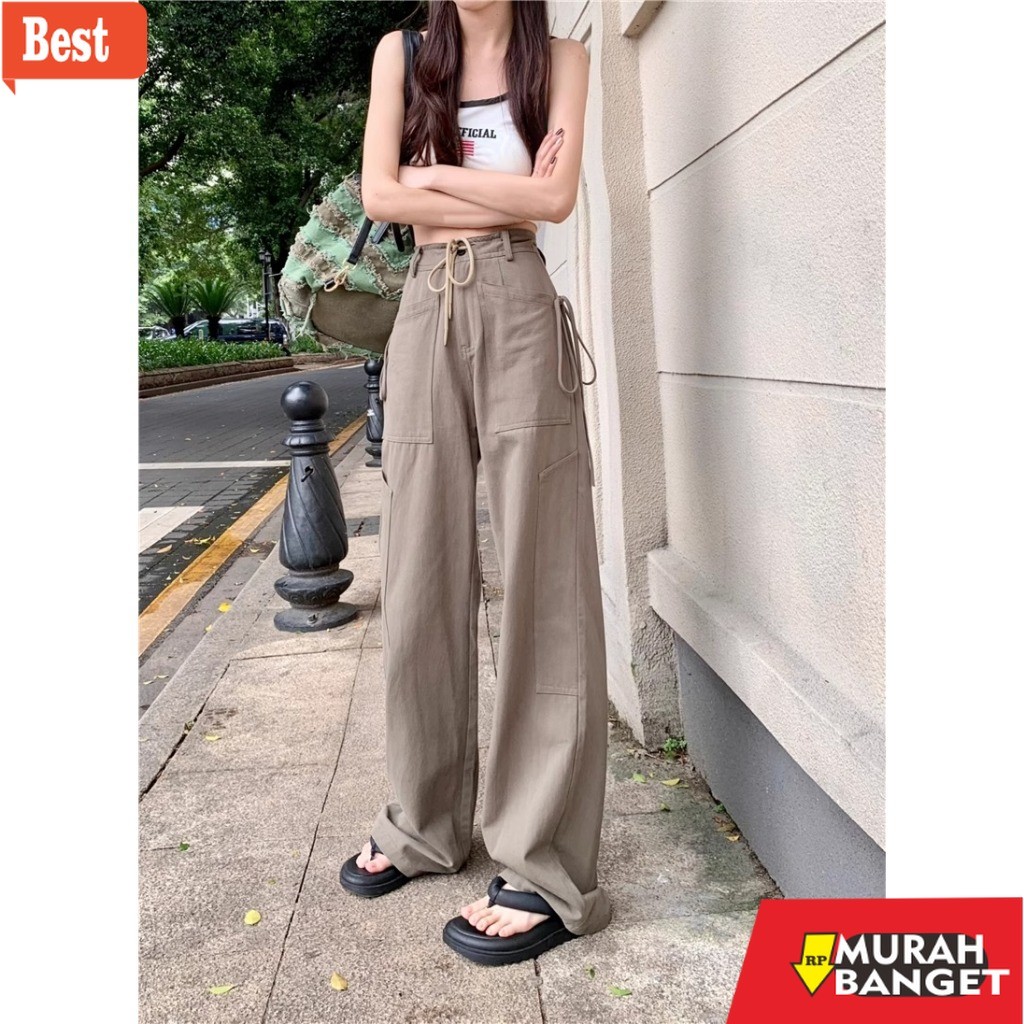 celana jeans wanita terbaru Cargo Celana Panjang Jeans Wanita Straight Highwaist Korea Celana Panjan