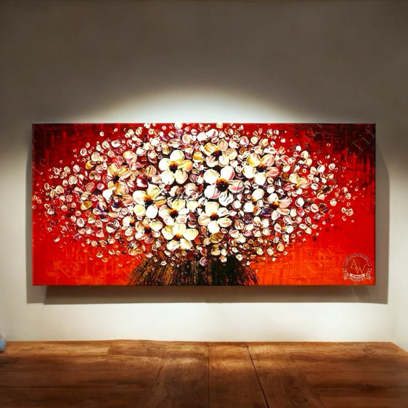 

lukisan bunga bucket modern art