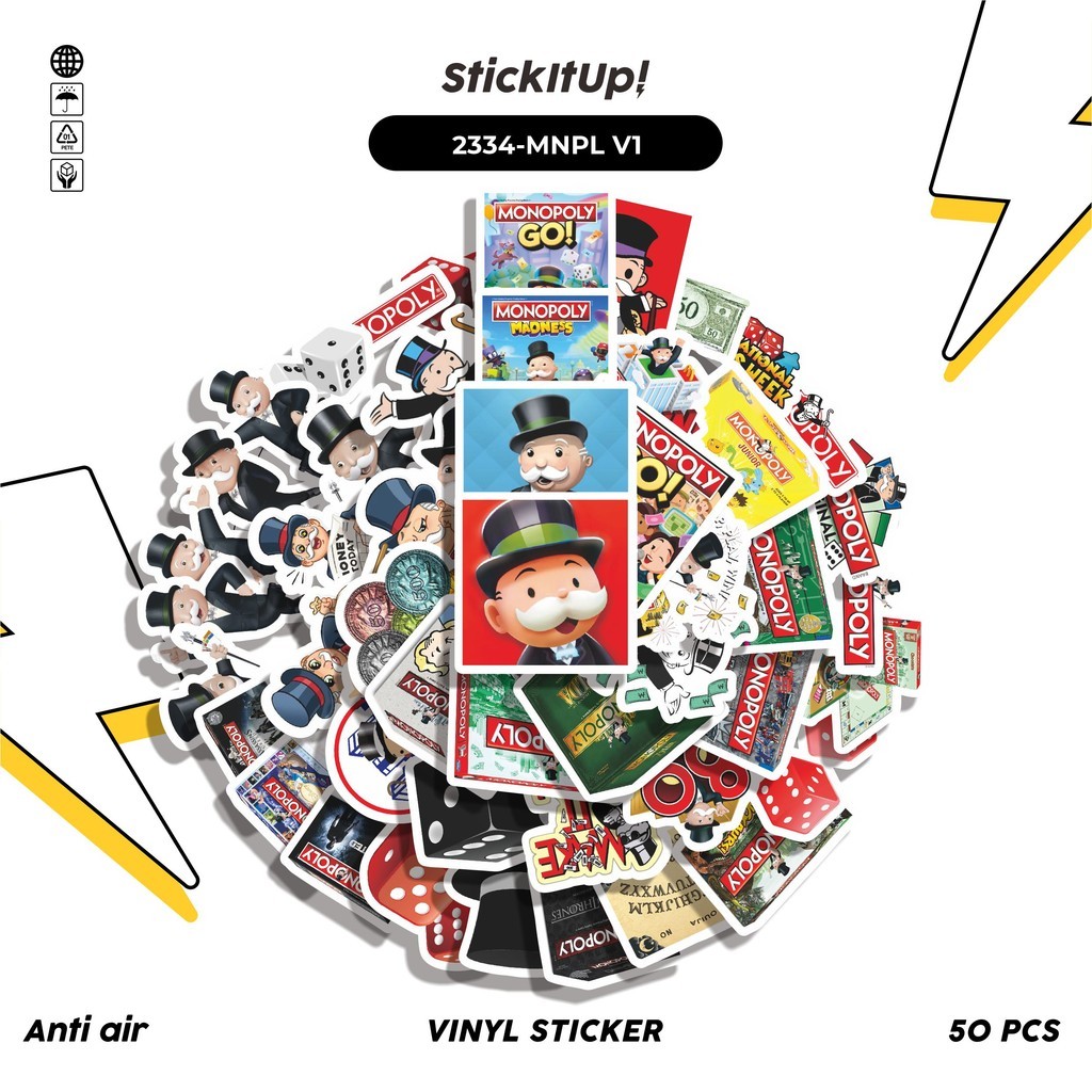 

COD✨ 50 Pcs Stiker MONOPOLY GAME 01 Lucu Anti Air Untuk Dekorasi Notebook Sepeda Skateboard Handphone DIY