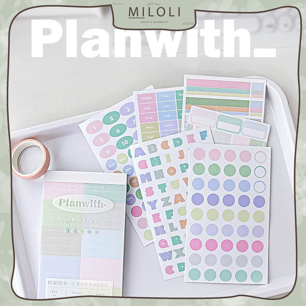 

[MILOLI] 32Sheets STICKER PLANWITH Number Date Daily Planner Morandi DIY Diary Sticker Jurnal BUJO Deco Stiker Hias - B0480