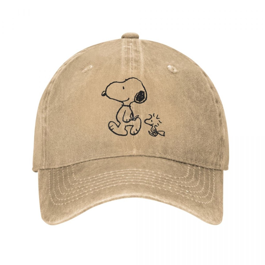 Peanuts Snoopy Woodstock Walk Unisex Style Baseball Cap Distressed Cotton Hats Cap Classic Outdoor T