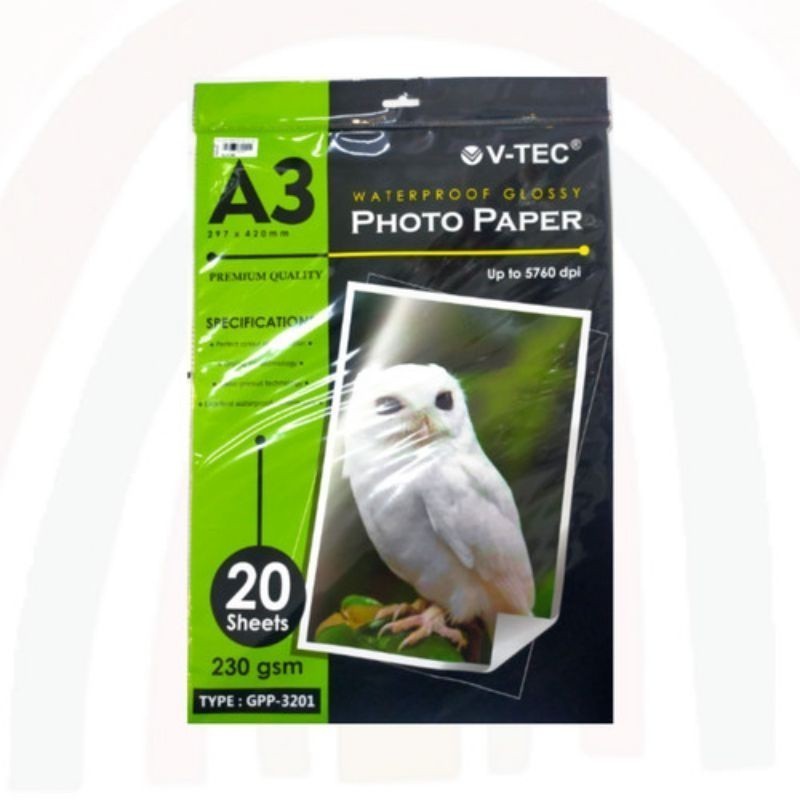 

V-TEC GLOSSY PHOTO PAPER A3-230GSM TYPE GPP-3201