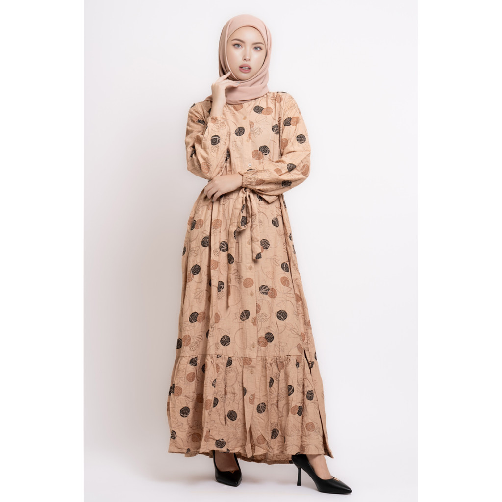 Puricia by Hassenda Gamis Wanita Motif Alesha Pale Brown