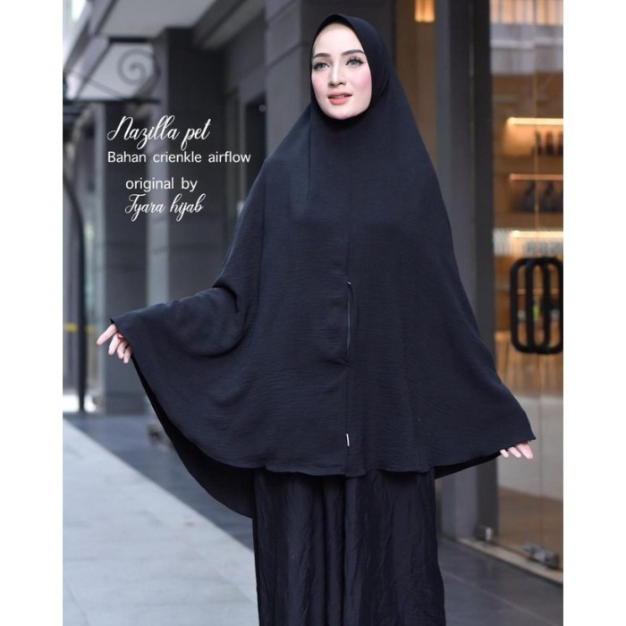 ✨TERLARIS✨ -Jilbab Hijab Instan Kerudung Khimar Syari Jumbo Nazilla Softpet Resleting Crinkle Putih 