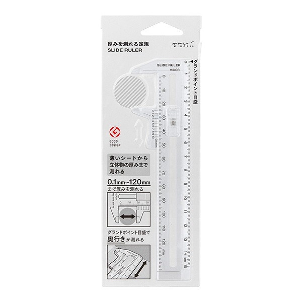 

Midori Slide Ruler Measure Thickness Penggaris Pengukur Ketebalan - Transparent BNDG