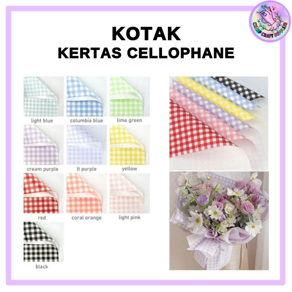 

(20 LEMBAR) KOTAK - Flower Wrapping Cellophane / Kertas Buket Bunga Hand Bouquet