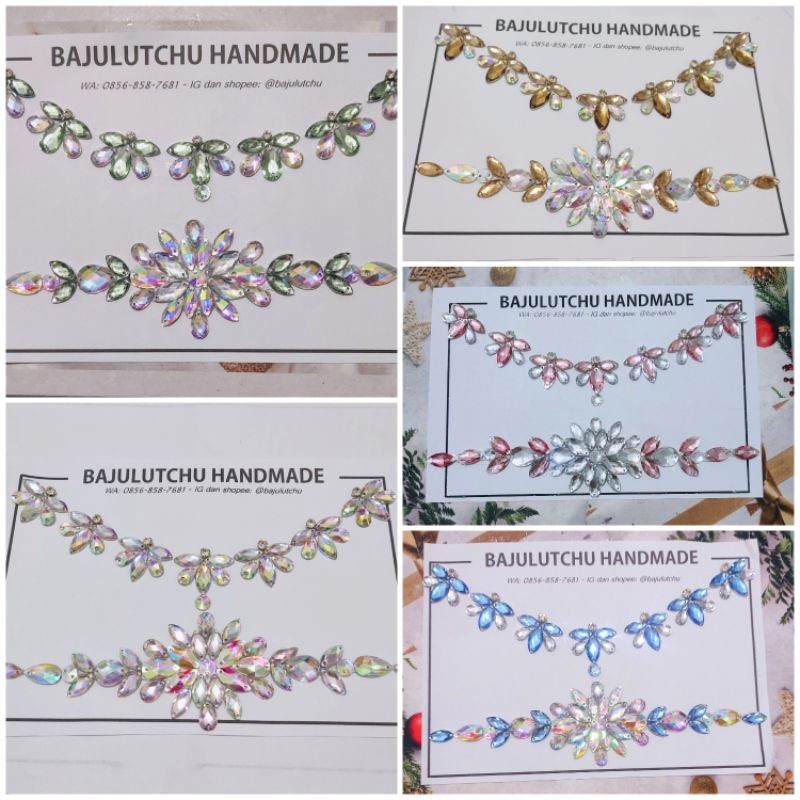 PB - Payet Rangkai Leher Dada Set PART 1 banyak warna biru pink ungu putih merah hijau