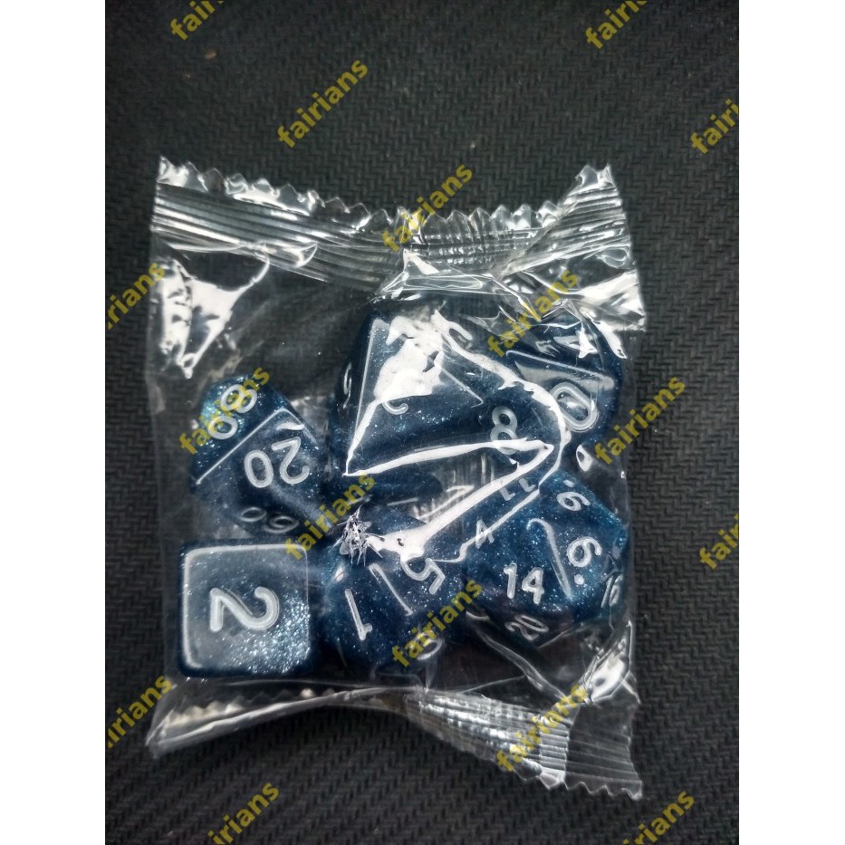 Dadu/Dice DND Polyhedral set isi 7 (Pearl Black)